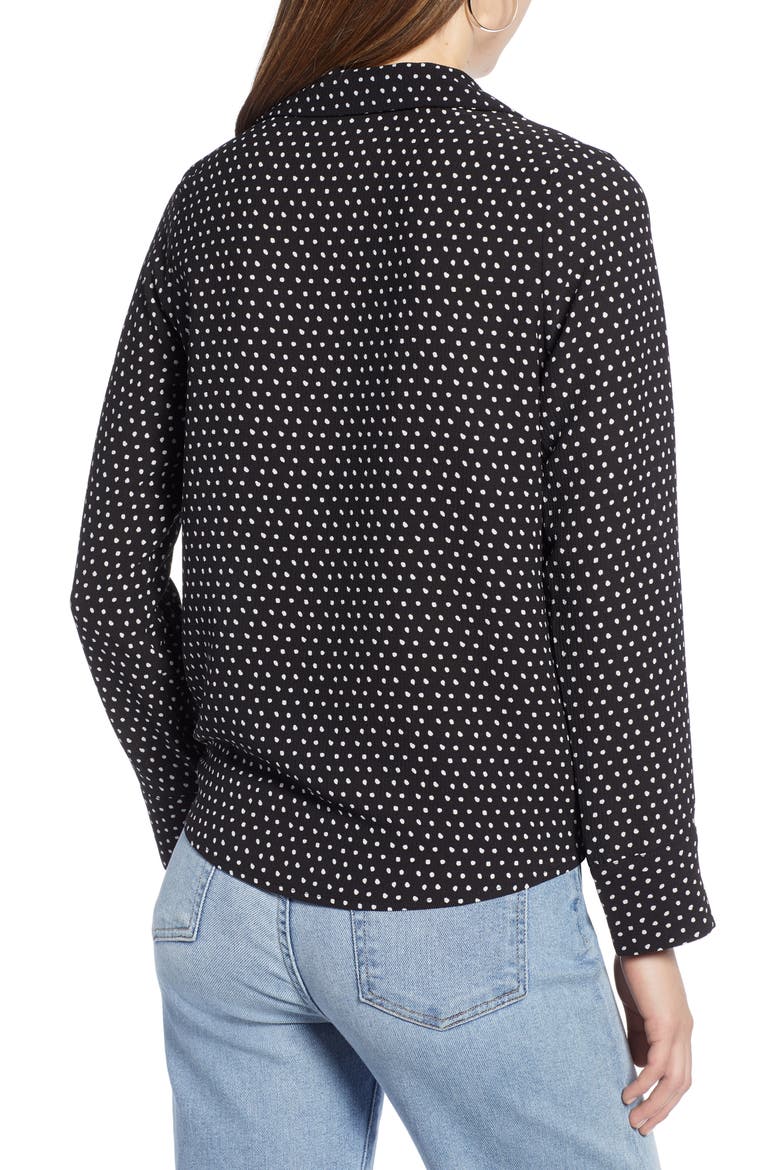 Tie Front Top, Alternate, color, BLACK- WHITE DOT