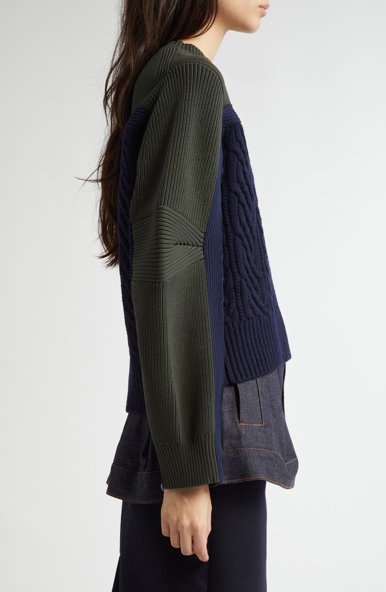 Sacai Cable Knit Sweater, Alternate, color, 