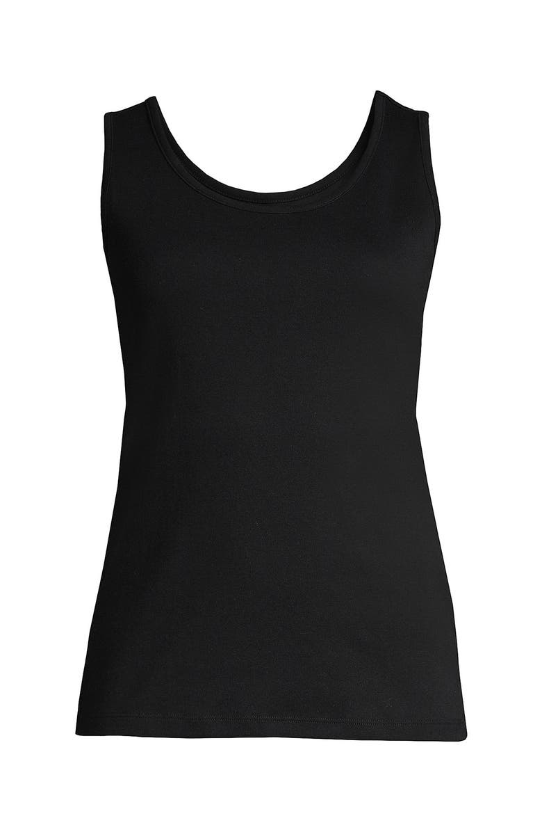 Lands' End Cotton Tank Top, Alternate, color, Black
