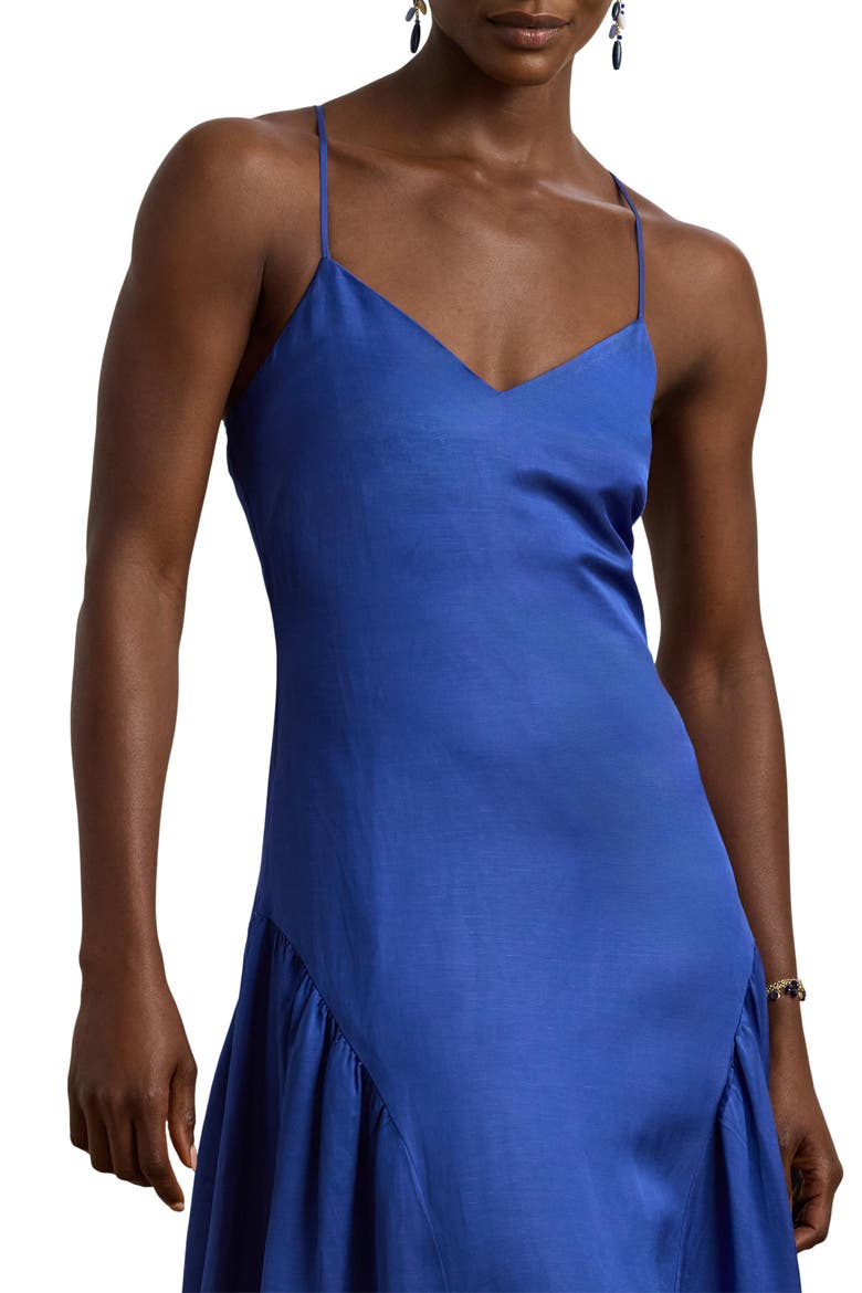 Shantung Tiered Gown, Alternate, color, BLUE LAPIS