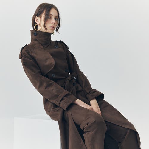 Ats Jett Suede Coat In Brown