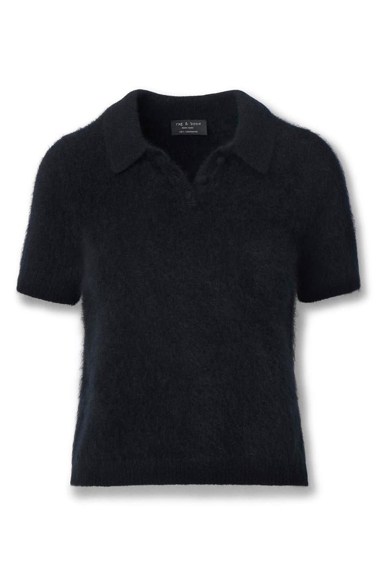 rag & bone Jada Brushed Cashmere Polo Sweater, Alternate, color, Black