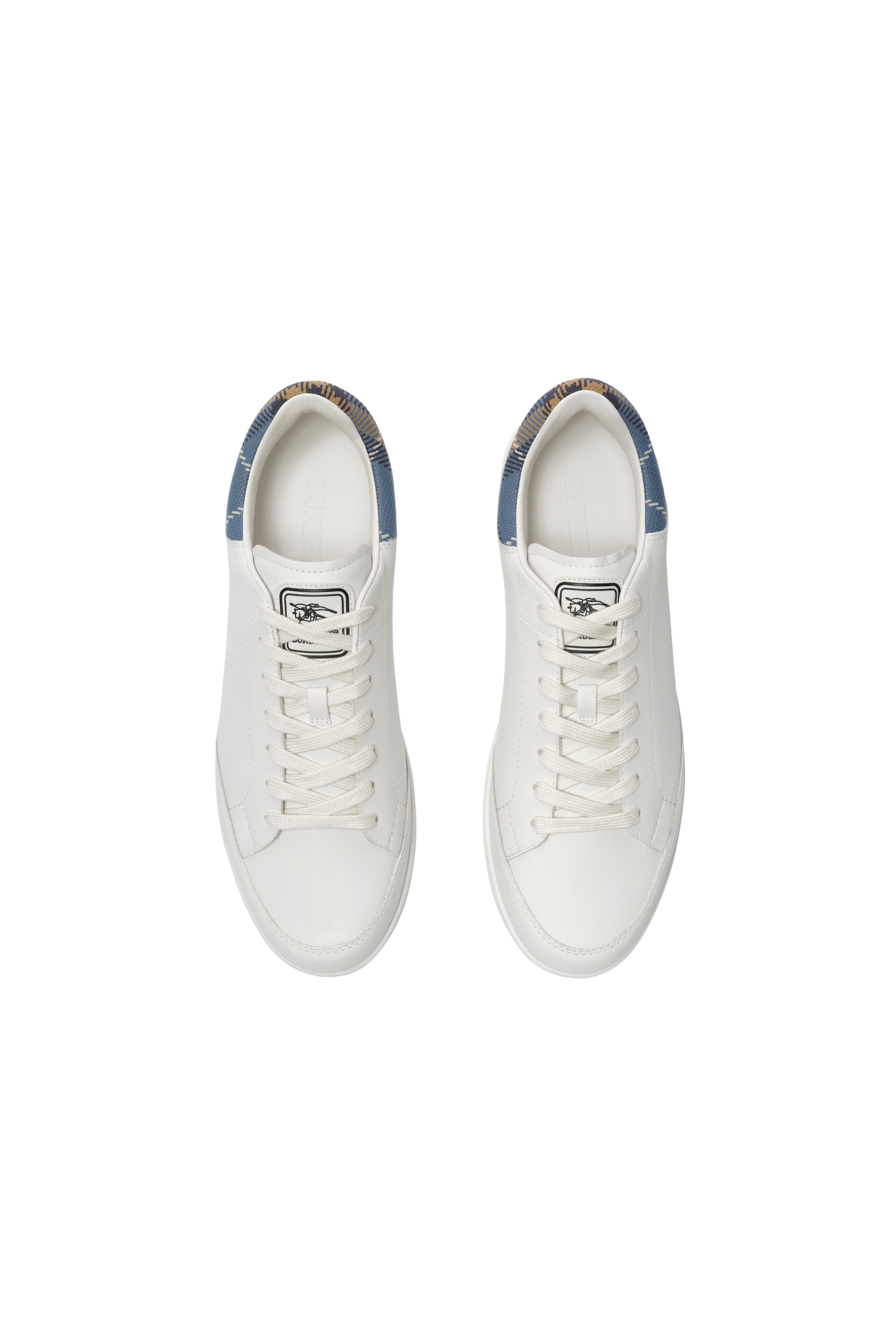Burberry Leather Set Sneakers, Alternate, color, Porcelain White/Wave Blue