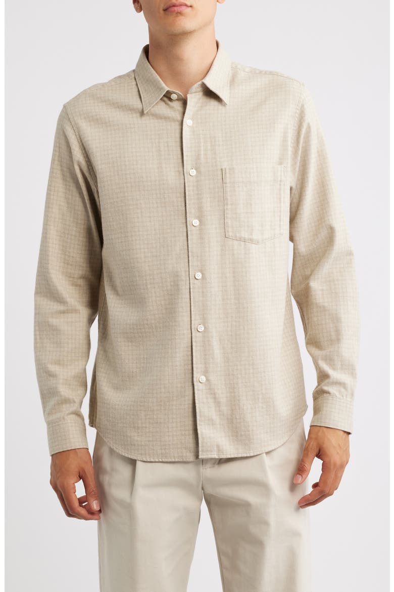 Irving Micro Check Cotton Button-Up Shirt, Main, color, OAT MELANGE - E63