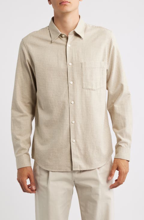 Irving Micro Check Cotton Button-Up Shirt
