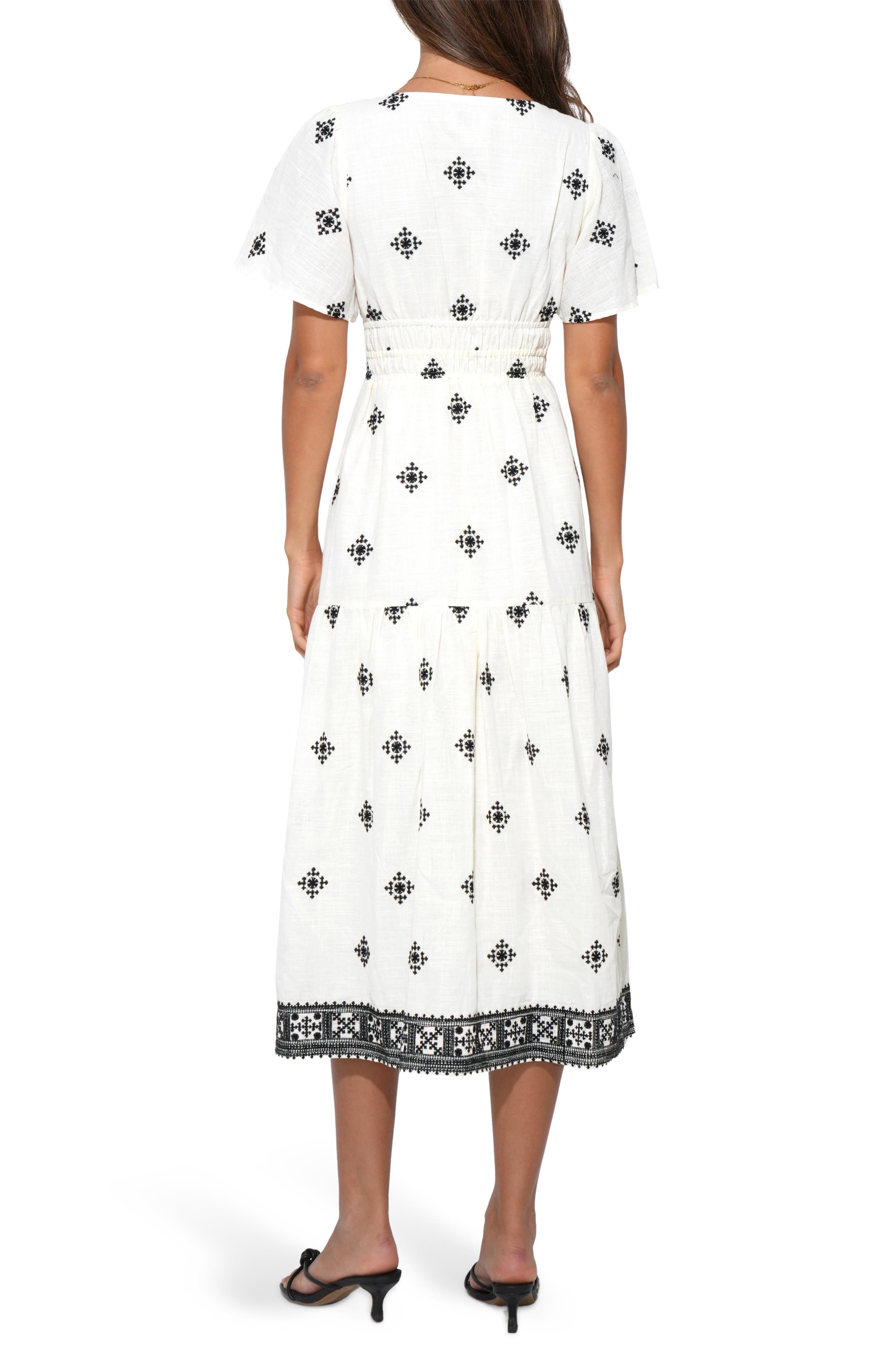 Adelyn Rae Elani Embroidered Cotton Midi Dress (Women) | Nordstromrack