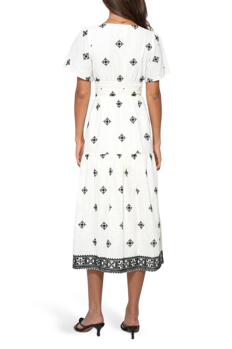 Elani Embroidered Cotton Midi Dress, Alternate, color, IVORY/ BLACK
