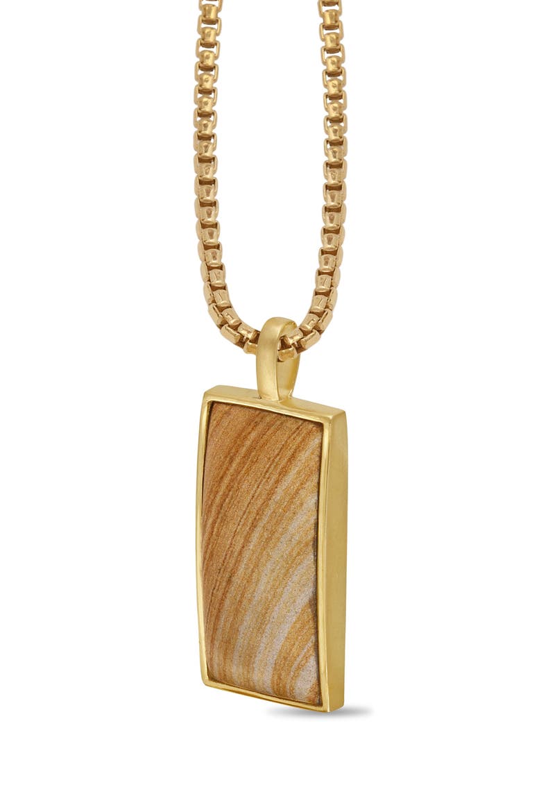 Wood Jasper Sterling Silver Men Tag Necklace, Alternate, color, 14KT Gold Vermeil on Sterling