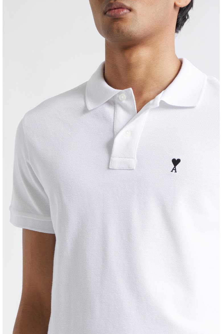 Ami de Coeur Embroidered Cotton Piqué Polo, Alternate, color, BLANC
