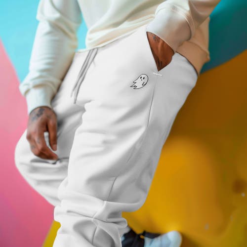 Dalix Mens Ghost Fleece Jogger Sweatpants In White