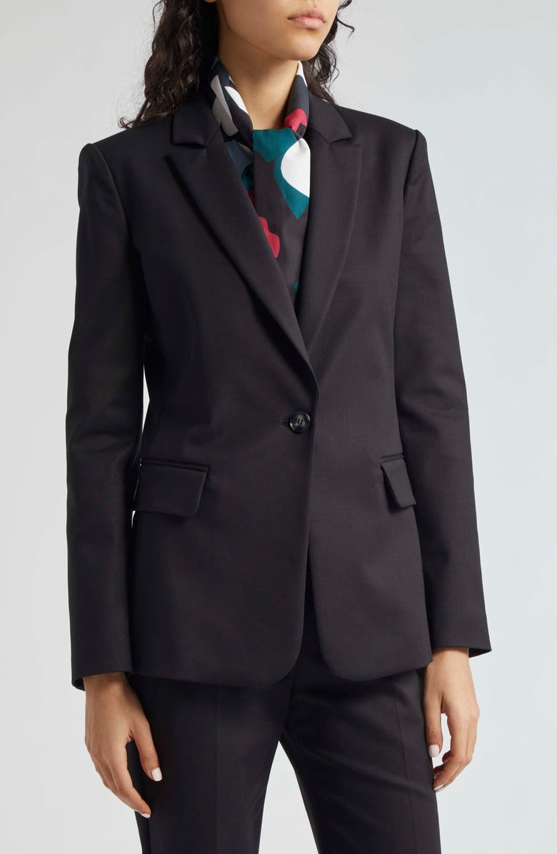 Emporio Armani Cotton Couture One-Button Blazer, Alternate, color, Solid Black