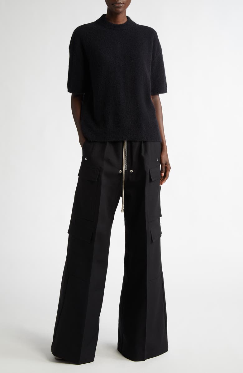 Rick Owens Tommy Short Sleeve Alpaca & Wool Blend Mock Neck Sweater, Alternate, color,