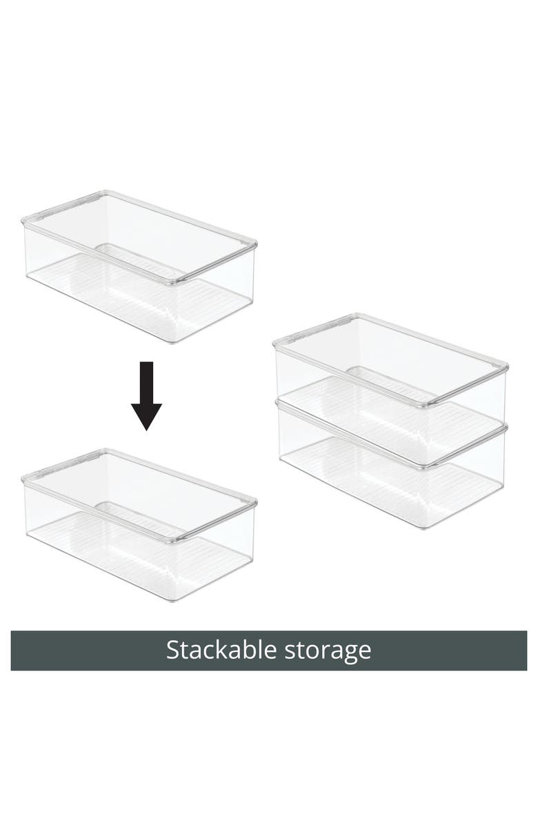 mDesign Plastic Playroom/Gaming Storage Organizer Box, Hinge Lid, 8 Pack, Alternate, color,