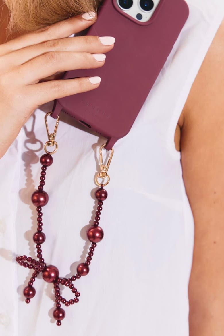 Burgundy Bow Phone Wristlet, Alternate, color, Burgundy