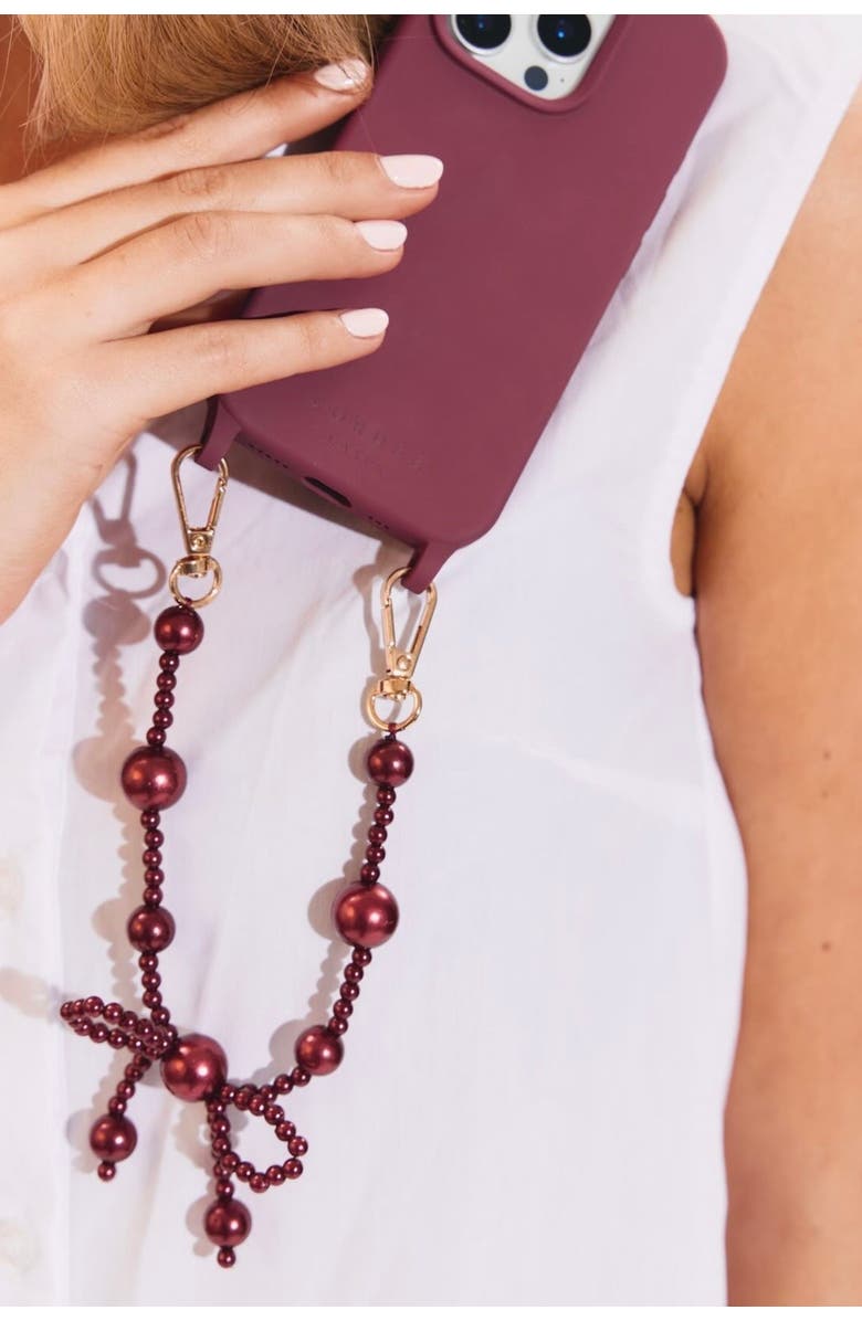 Cordée Cases Burgundy Bow Phone Wristlet, Alternate, color, Burgundy