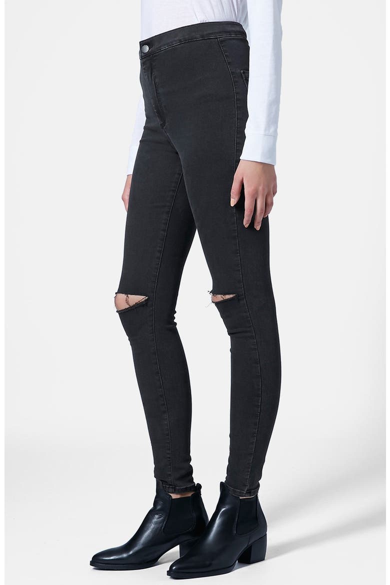 Moto 'Joni' Ripped Skinny Jeans, Main, color, BLACK