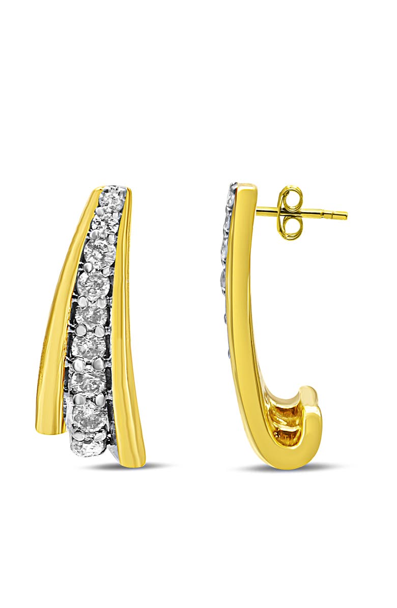Haus of Brilliance 10K Yellow Gold Plated Silver 0.50 Ct Round Diamond Graduated Huggie Earrings, Alternate, color, Yellow