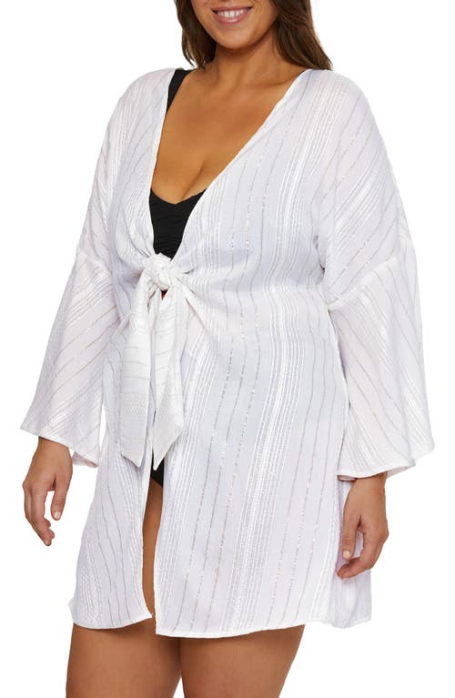 Becca Etc Plus Size Radiance Tie-front Tunic Cover-up In White