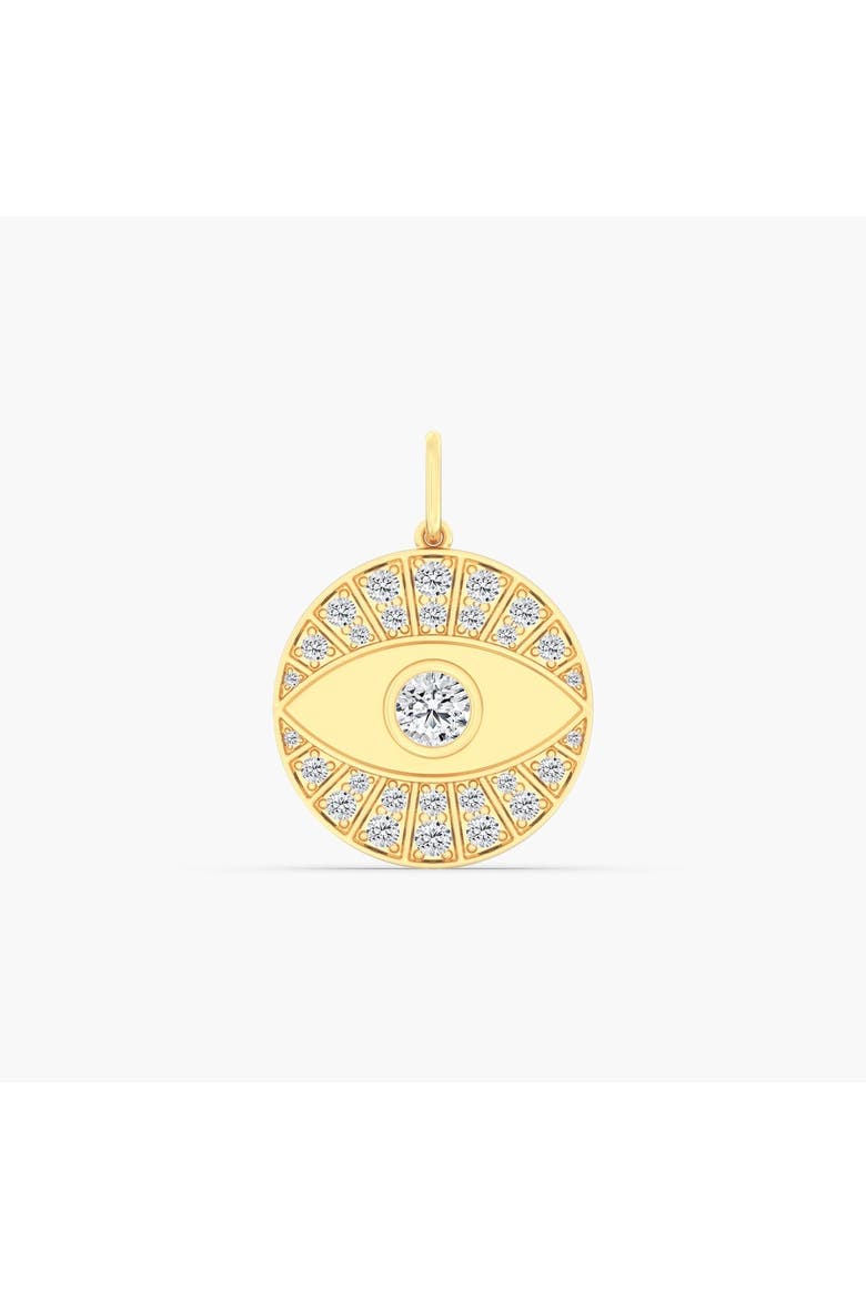Evil Eye Medallion Lab Diamond Charm in 14K, Main, color, Yellow Gold
