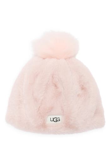 Ugg ® Kids' Faux Fur Pompom Beanie In Pink