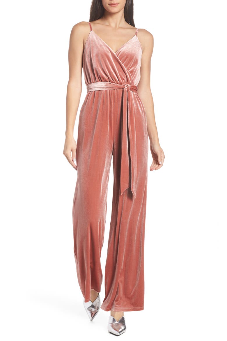 Love Child Velvet Jumpsuit, Main, color, BLUSH