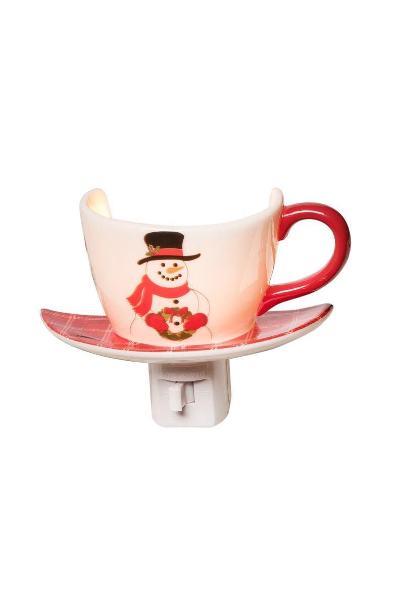 C&F Home Christmas Snowman Plug-In Teacup Night Light w/ Switch, Main, color, White