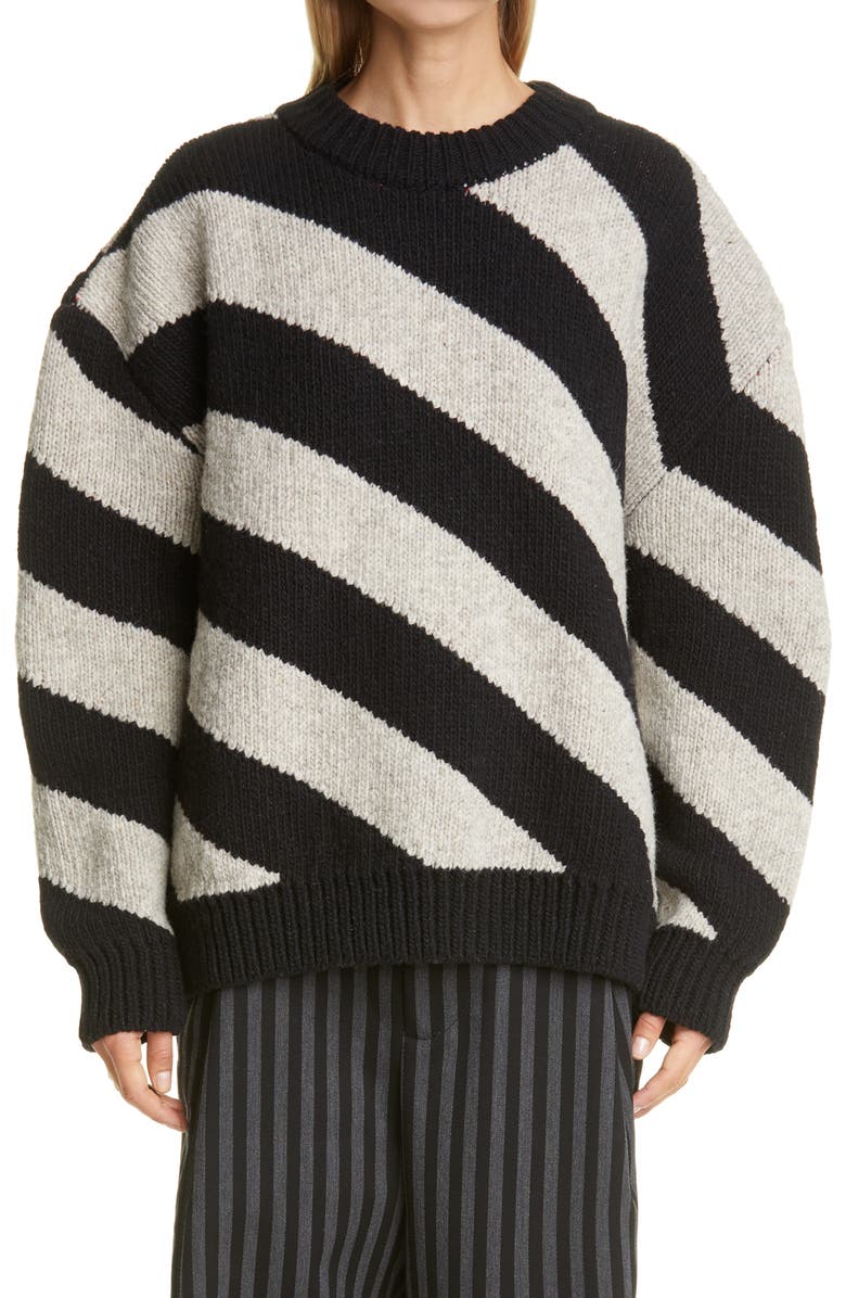 Meryll Rogge Diagonal Stripe Double Face Wool Sweater, Main, color, 