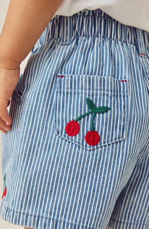 Next Kids' Cherry Embroidered Denim Shorts In Red