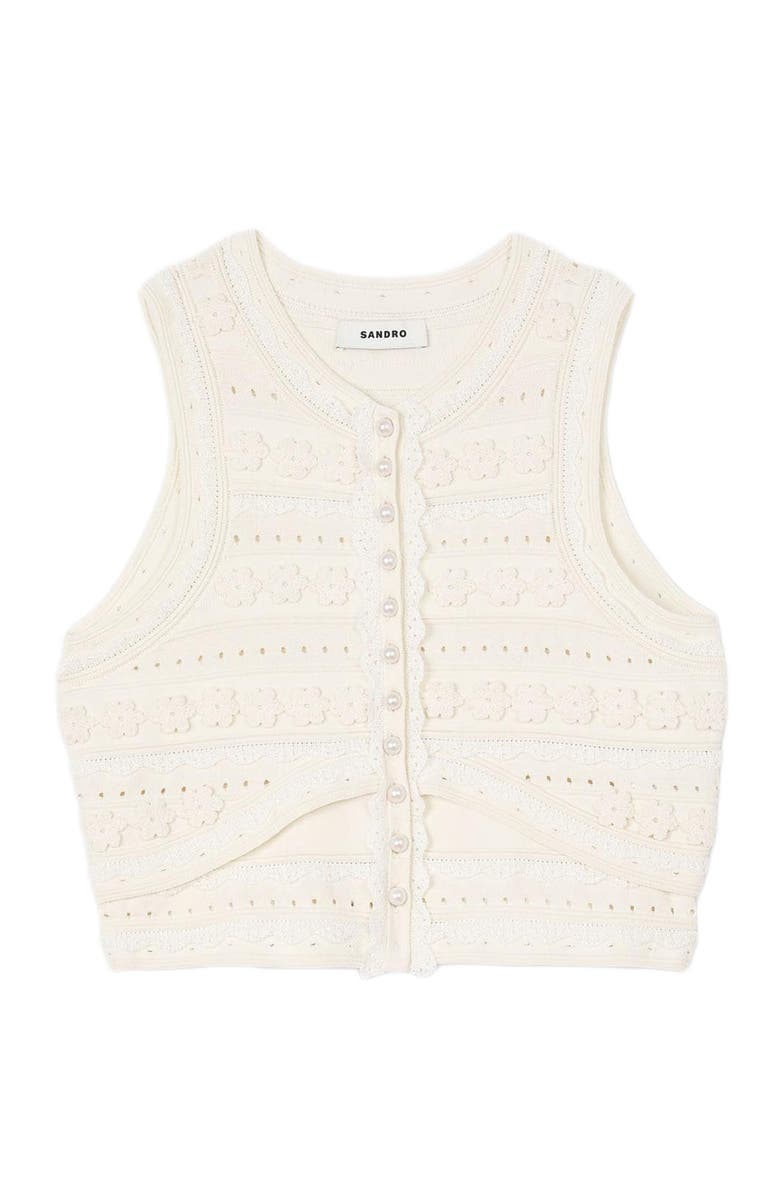 SANDRO Crochet detail sweater, Alternate, color, 