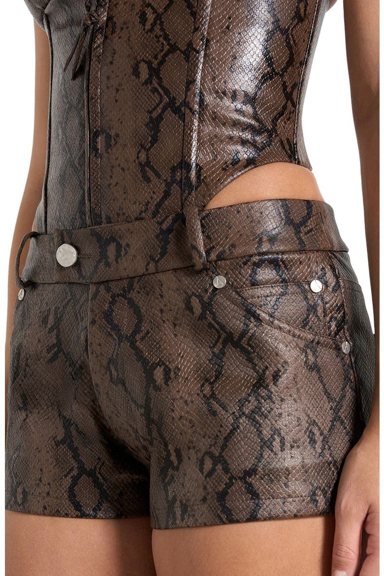Samia Python Mini Shorts, Alternate, color, Brown