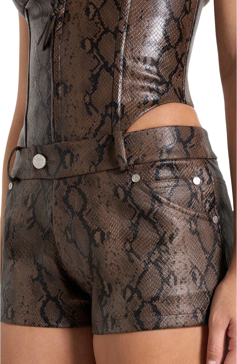 Manière De Voir Samia Python Mini Shorts, Alternate, color, Brown