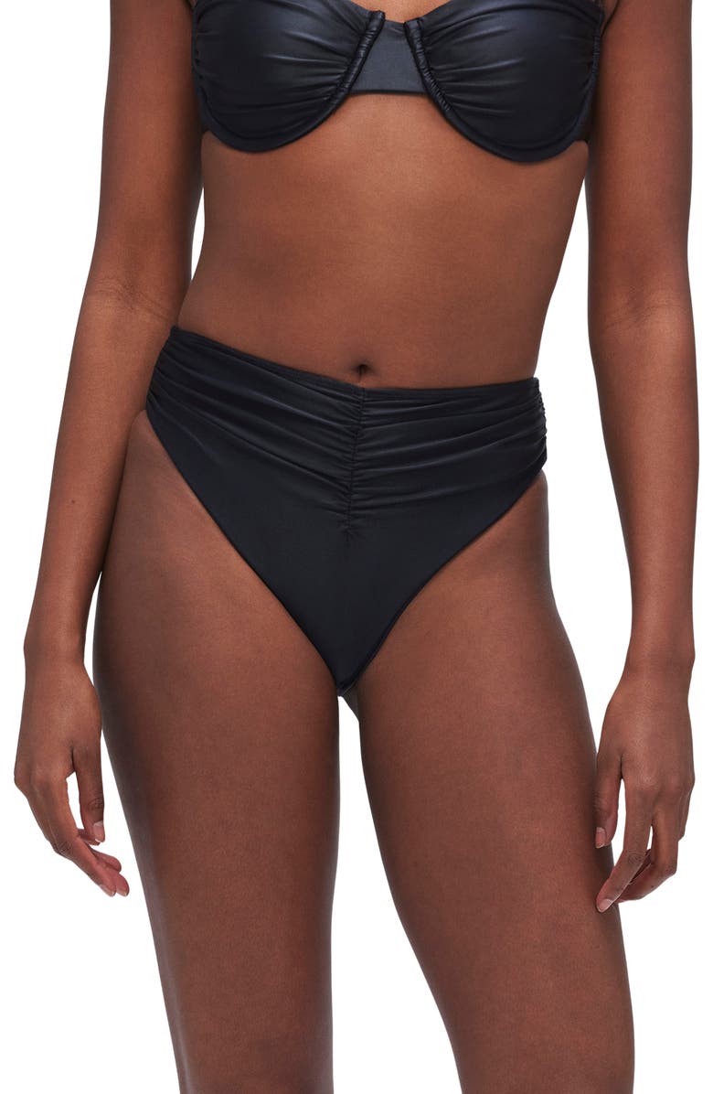 Good American Good Waist Ruched Bikini Bottoms, Main, color,