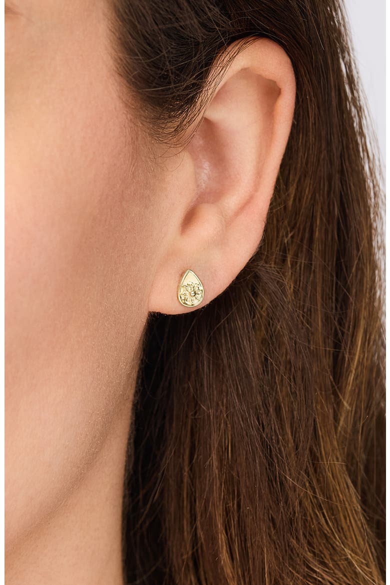 14K Gold Getty Flower Stud Earrings, Alternate, color, 14K YELLOW GOLD