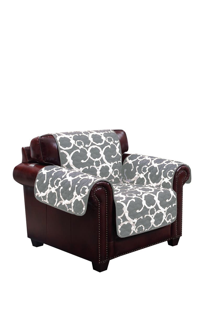 Duck River Textile Grey Rhys Reversible Water Resistent Microfiber Chair Cover, Alternate, color, 