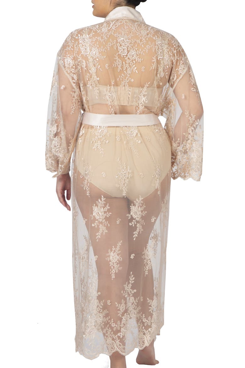 Darling Sheer Lace Robe, Alternate, color, CHAMPAGNE