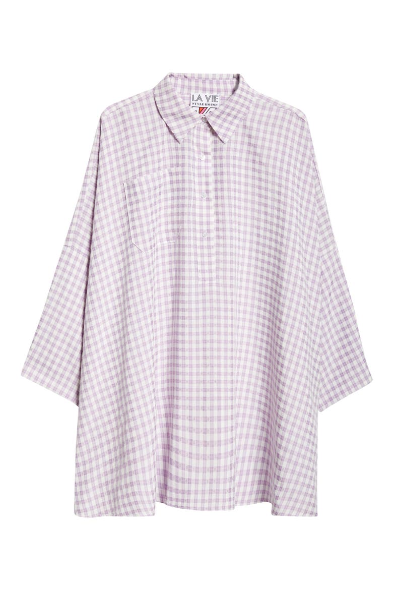 Gingham Check Oversize Shirt, Alternate, color, PURPLE WHITE