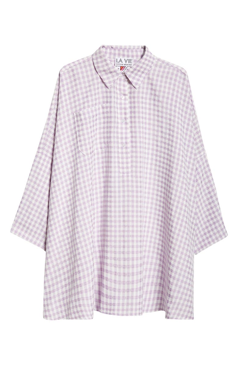 La Vie Style House Gingham Check Oversize Shirt, Alternate, color, Purple White