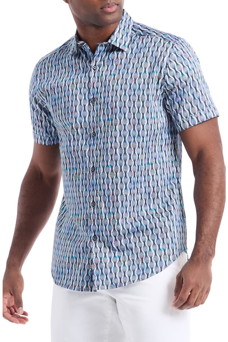 Codnor Short Sleeve Cotton Button-Up Shirt, Alternate, color, BLUE MULTI