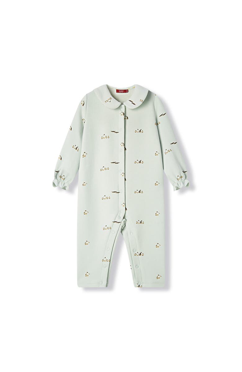 Milkbarn Stretch Fleece Collar Jumpsuit, Main, color, Lil' Penguin