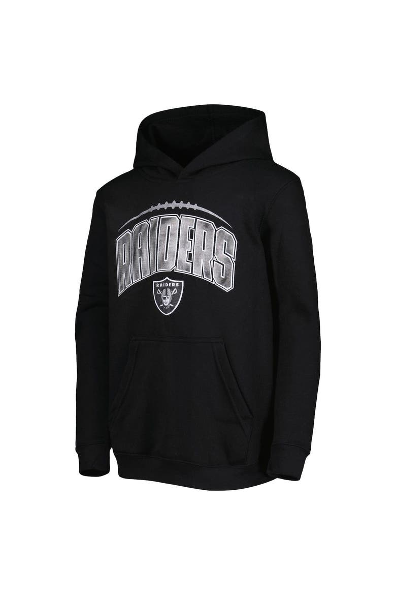 Youth Black/Heather Gray Las Vegas Raiders Double Up Pullover Hoodie & Pants Set, Alternate, color, Black