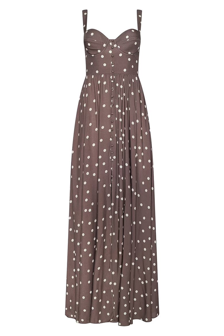 Rosette Dot Sleeveless Maxi Dress, Alternate, color, CARDAMOM/ ECRU POLKA DOT