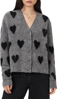 AllSaints Amora Heart Alpaca & Wool Blend Cardigan