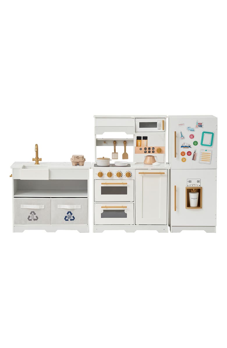 Teamson Kids Chef Atlanta Large Kitchen Playset, Main, color, White/ Gold