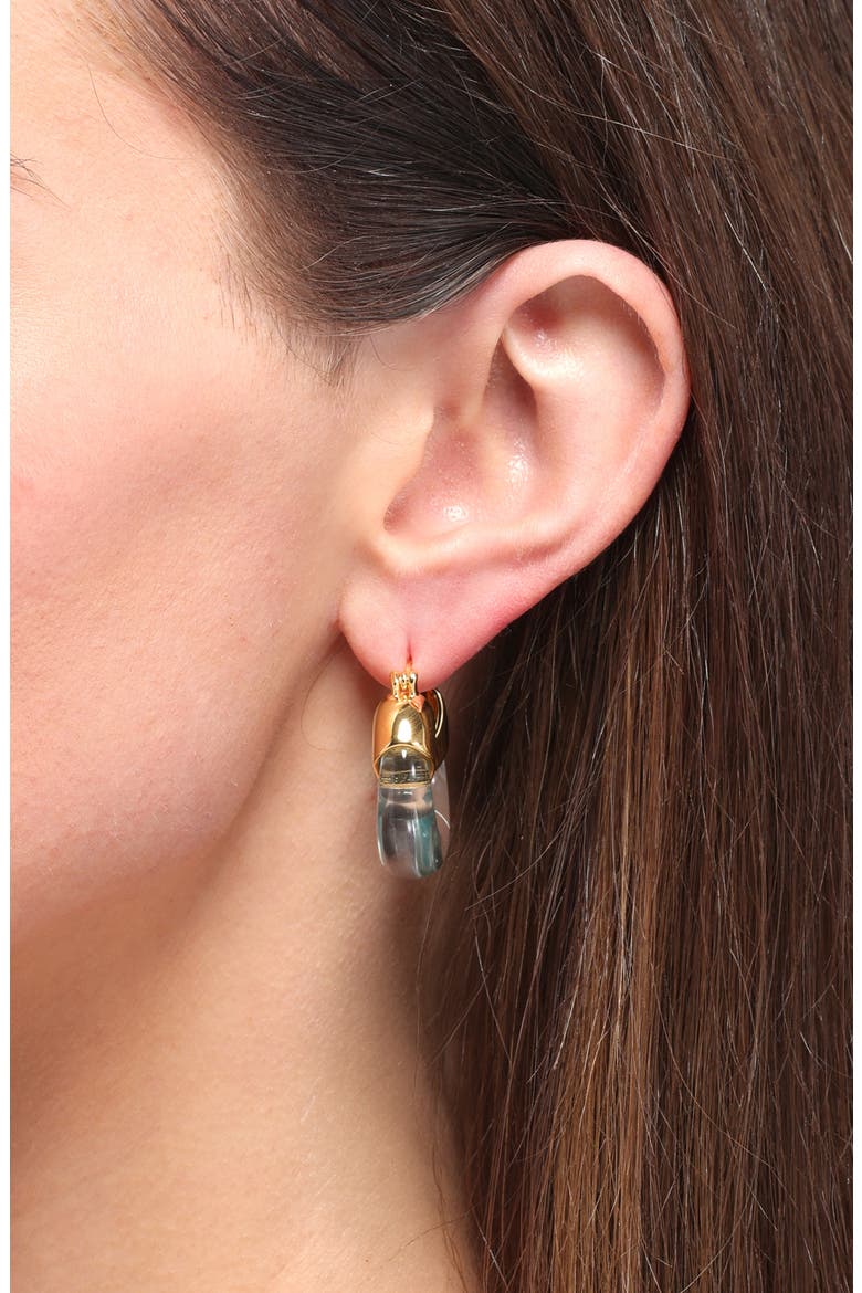 Mini Hoop Earrings, Alternate, color, AQUA