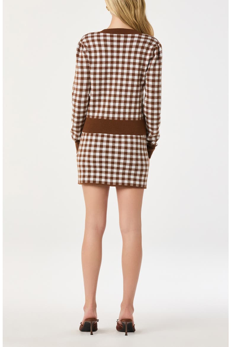 Gingham Cardigan, Alternate, color, BROWN GINGHAM