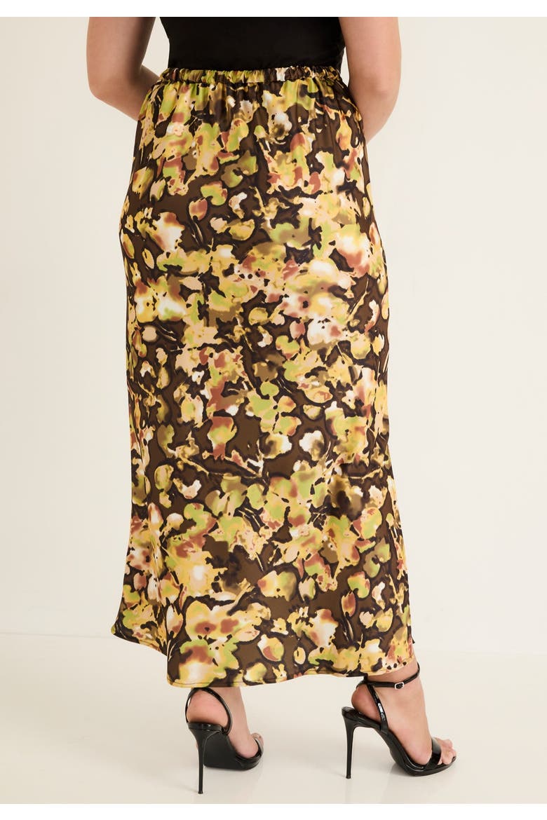 Satin Side Slit Midi Skirt, Alternate, color, WATERCOLOR FLORAL
