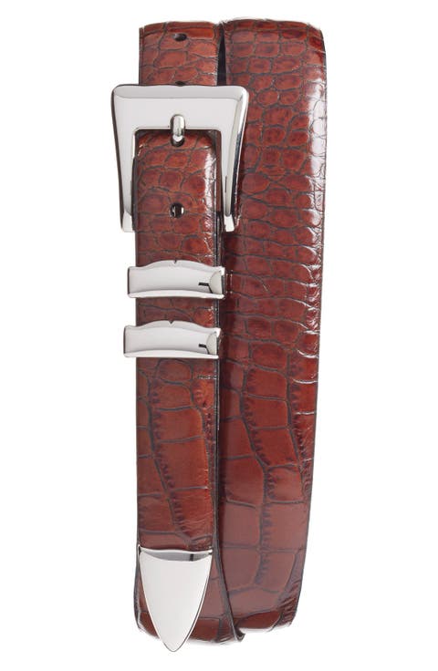 Alligator Embossed Leather Belt