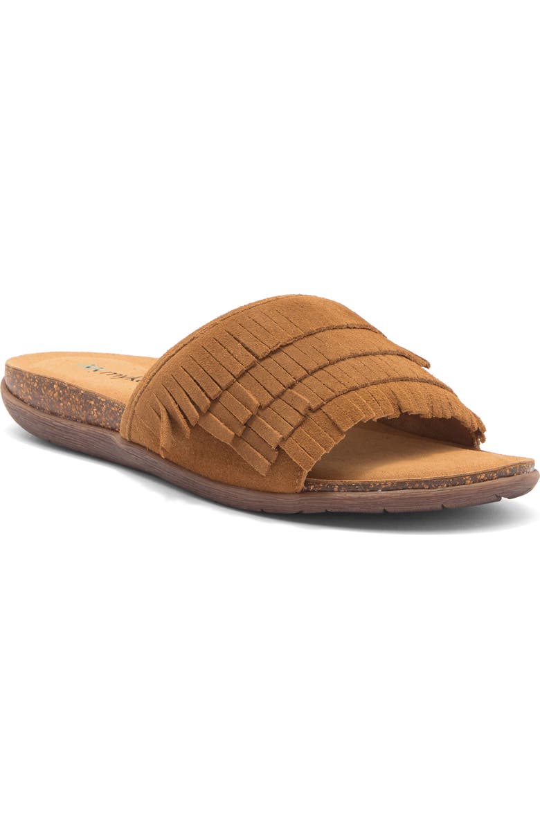Mykos Clea Fringe Sandal, Main, color, Chestnut