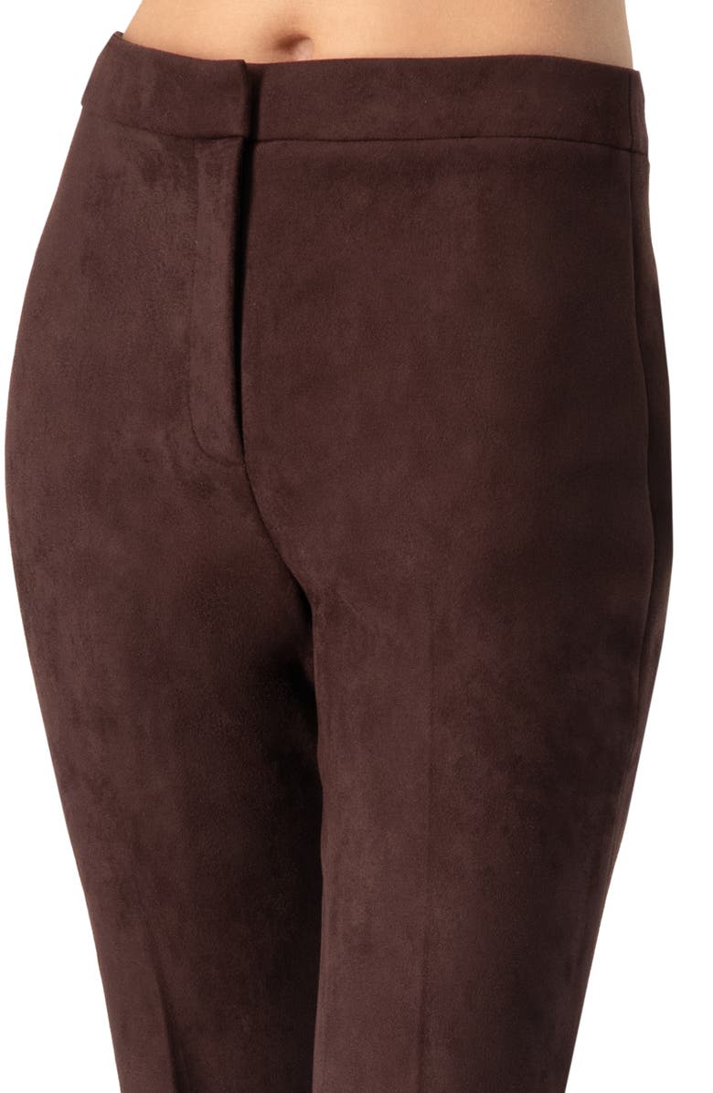 IVONNE Flared Faux-Suede Trousers with Simulated Back Pockets, Alternate, color, Brown