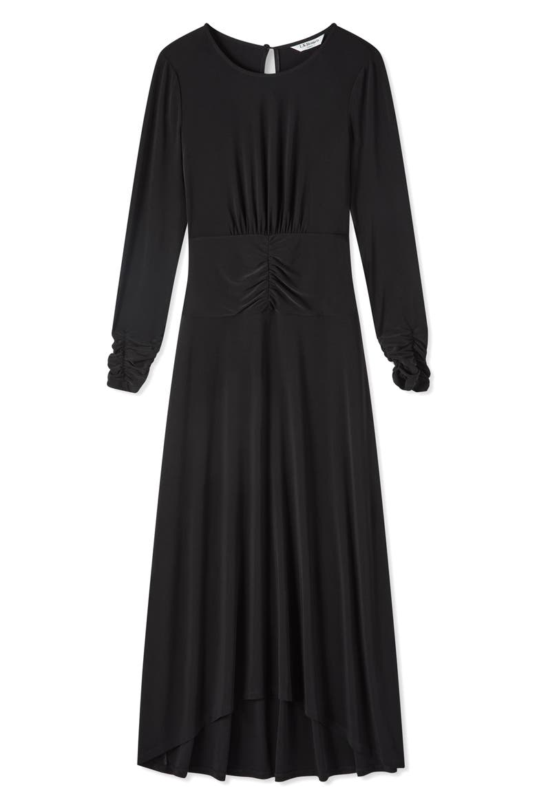 Christie Ruched Long Sleeve Maxi Dress, Alternate, color, BLACK